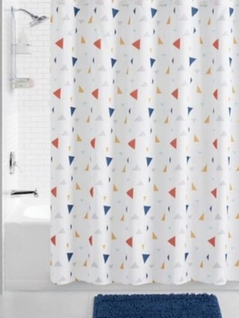 15pc Boho Triangle Shower Curtain Bundle Set Blue - Jade + Oake